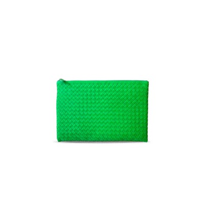 BOTTEGA VENETA WOVEN RIBBED ZIPPER LAMBSKIN ENVELOPE CLUTCH 522430V001N1000 (29*20*2cm)